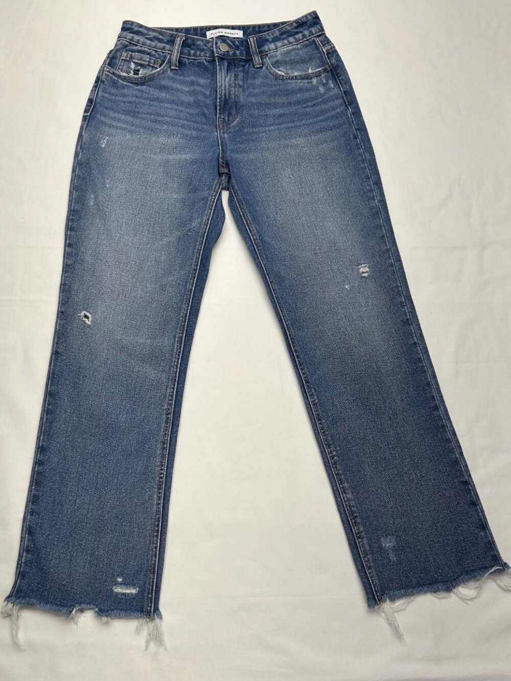 FLYING MONKEY Women's Jeans 25 Light Distressing Raw Hem Blue
